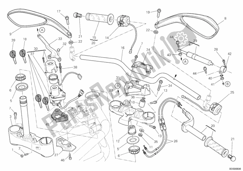 Wszystkie części do Kierownica Ducati Streetfighter USA 1100 2011